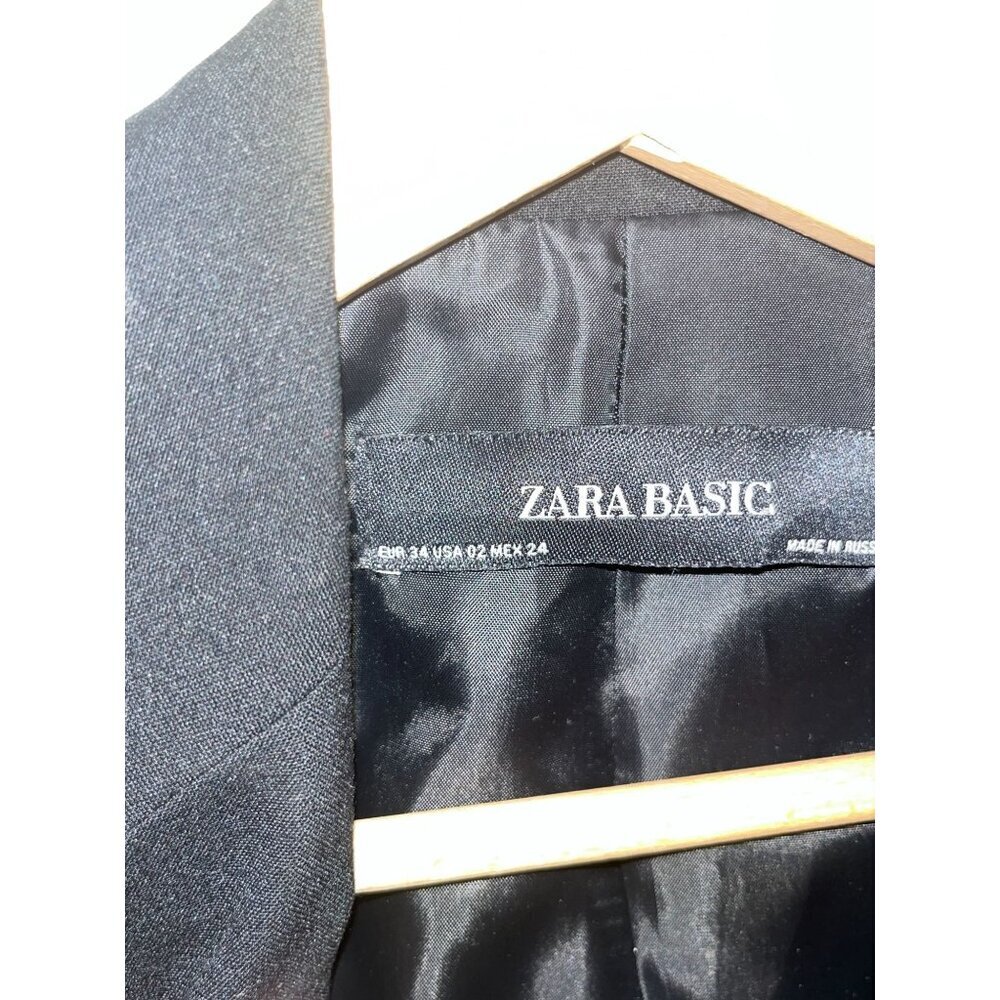 Zara Basic Black Polyester One-Button Notch Lepel… - image 2